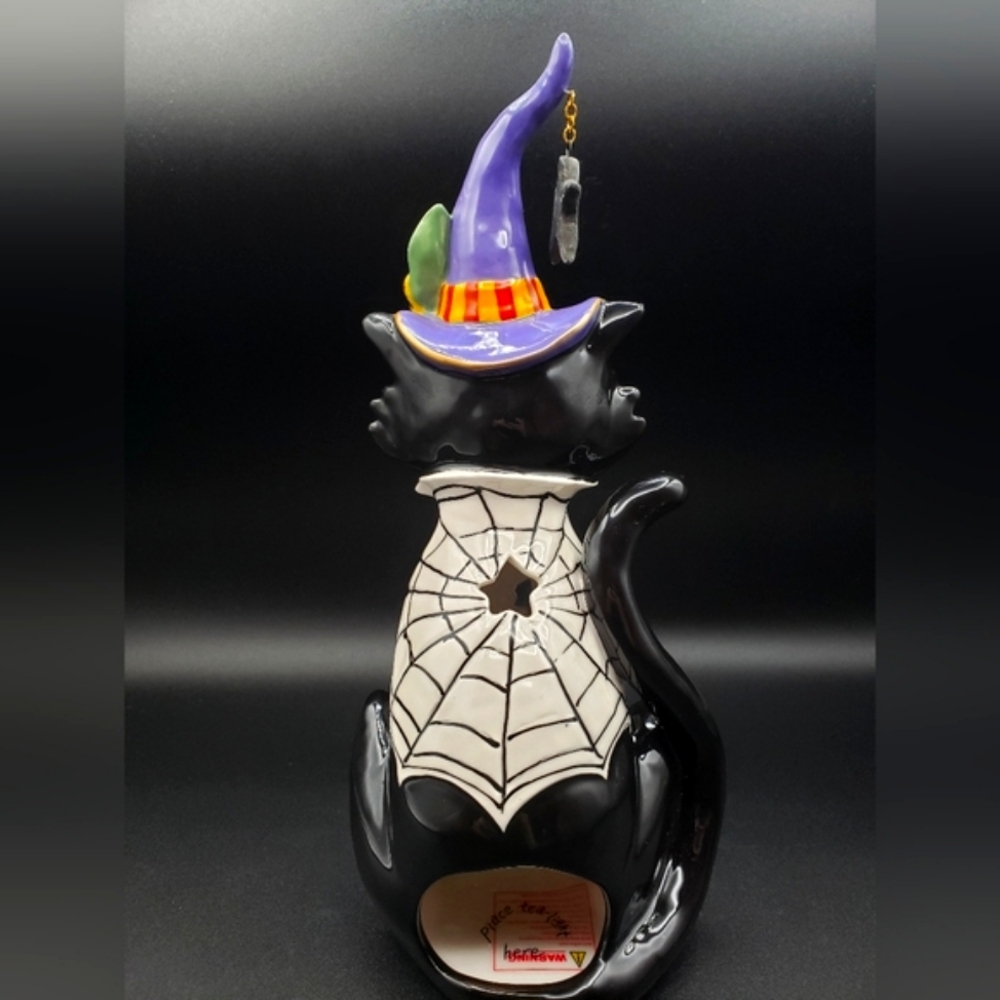 Blue Sky Clayworks BLACK CAT WITCH MAGICAL WARLOCK Tealight Candle House Decor - Picture 10 of 16